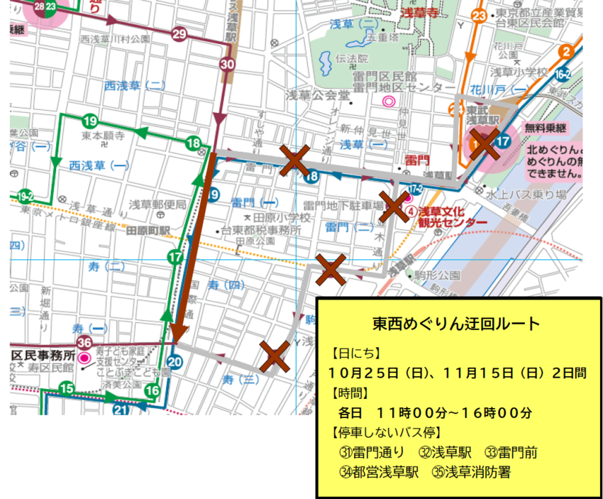 東西めぐりん迂回図