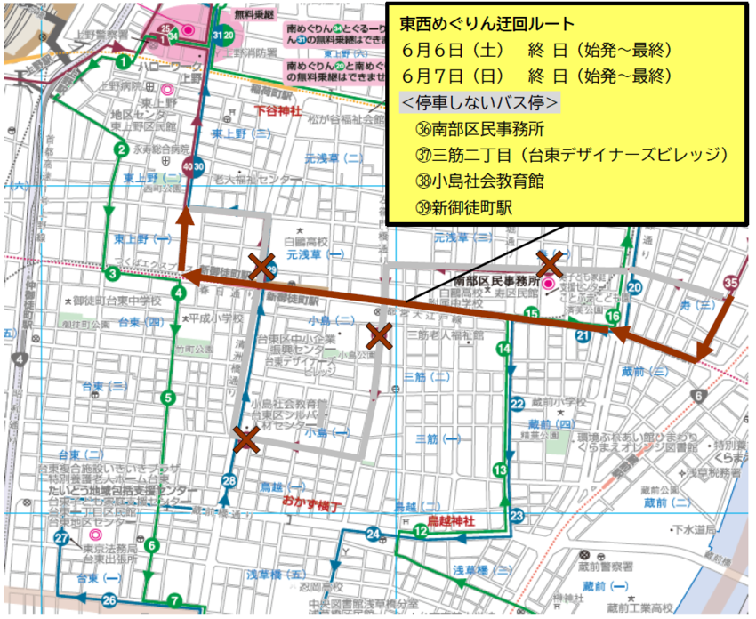 東西めぐりんの迂回ルート