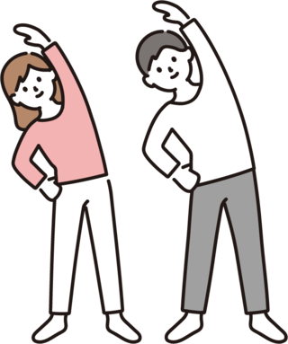 体操をしている男女のイラストです